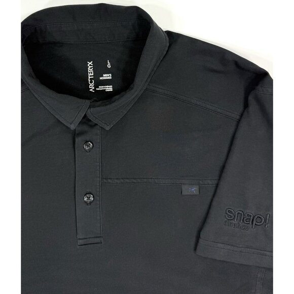 Arcteryx Mens Captive Polo Shirt Performance Stretch Short Sleeve Sz Large Black - Picture 3 of 13